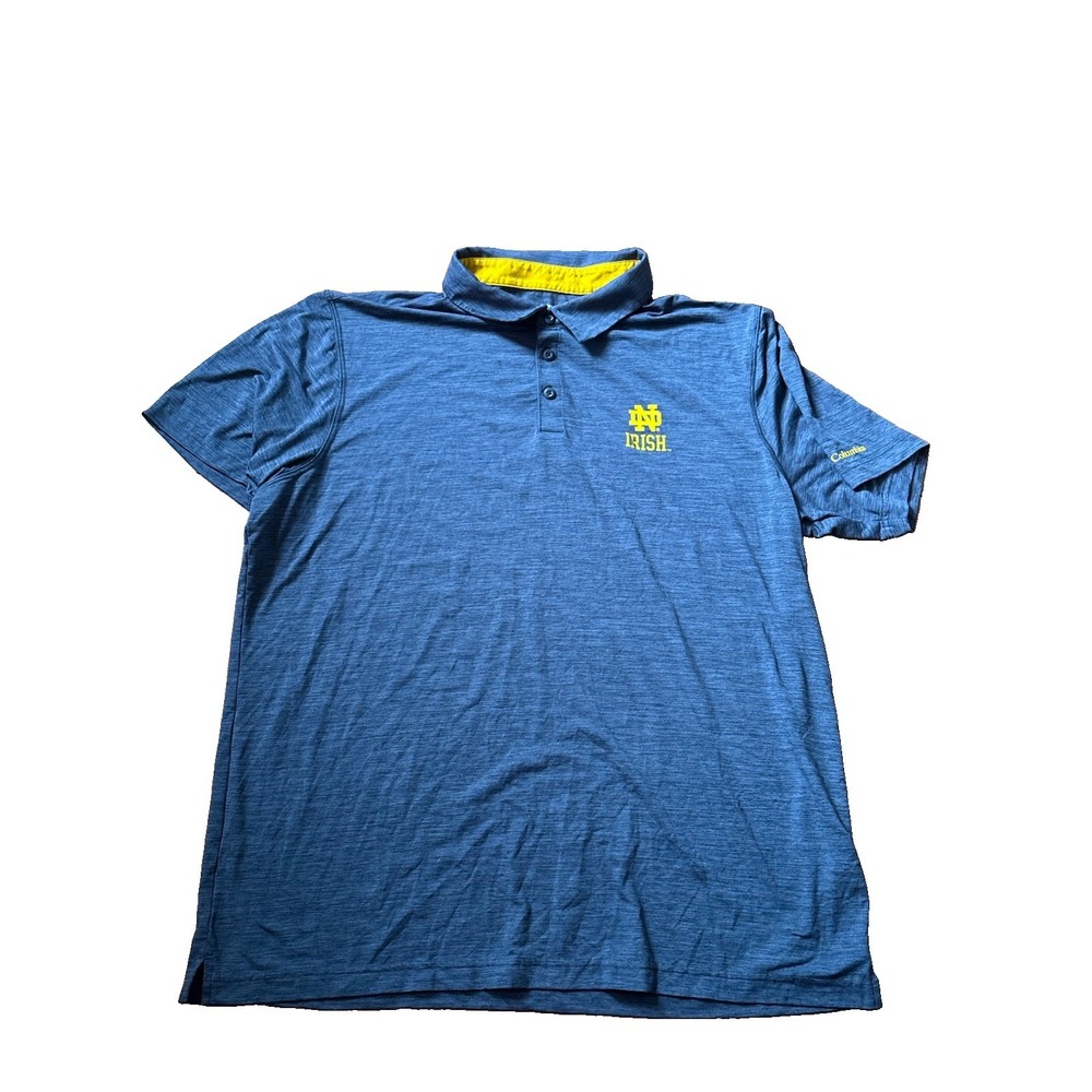 Columbia Notre Dame Fighting Irish Polo Shirt Blue Gold Mens XL Football